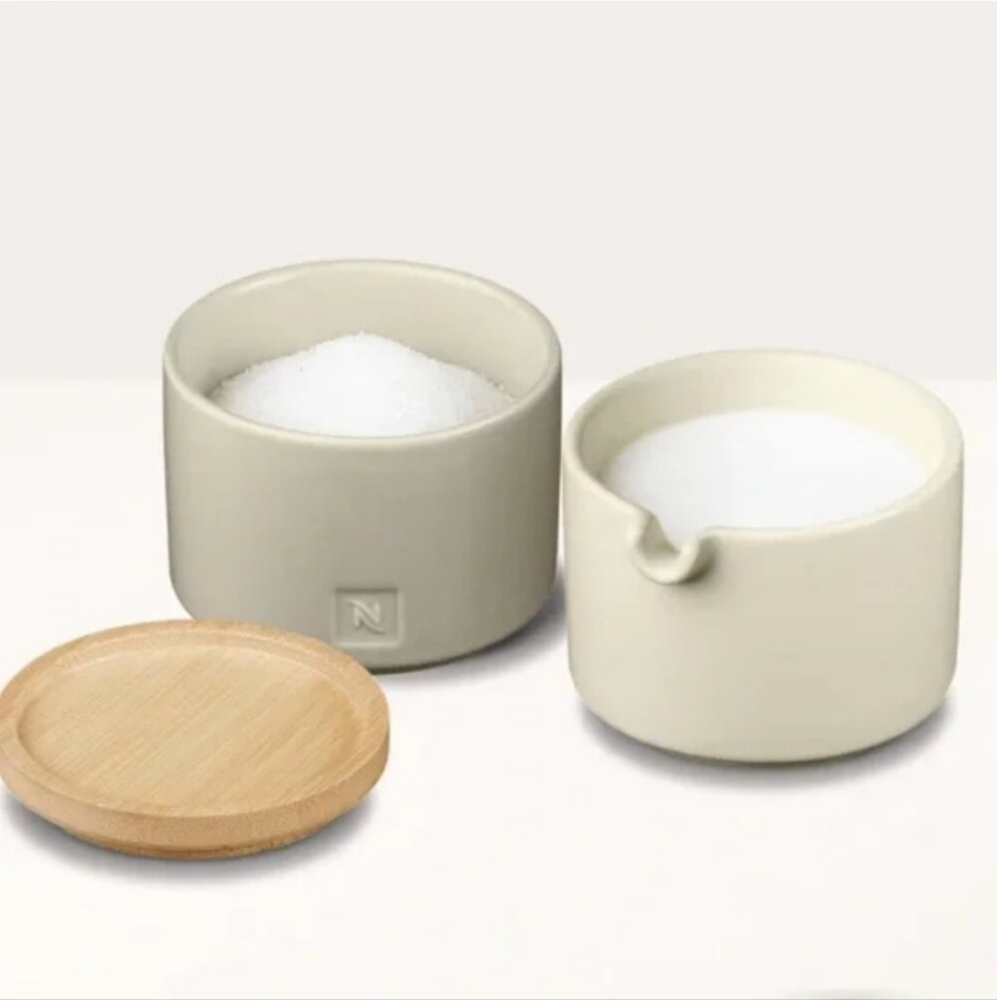 NWT Nespresso Barista Collection Stackable Sugar And Cream Serving Set